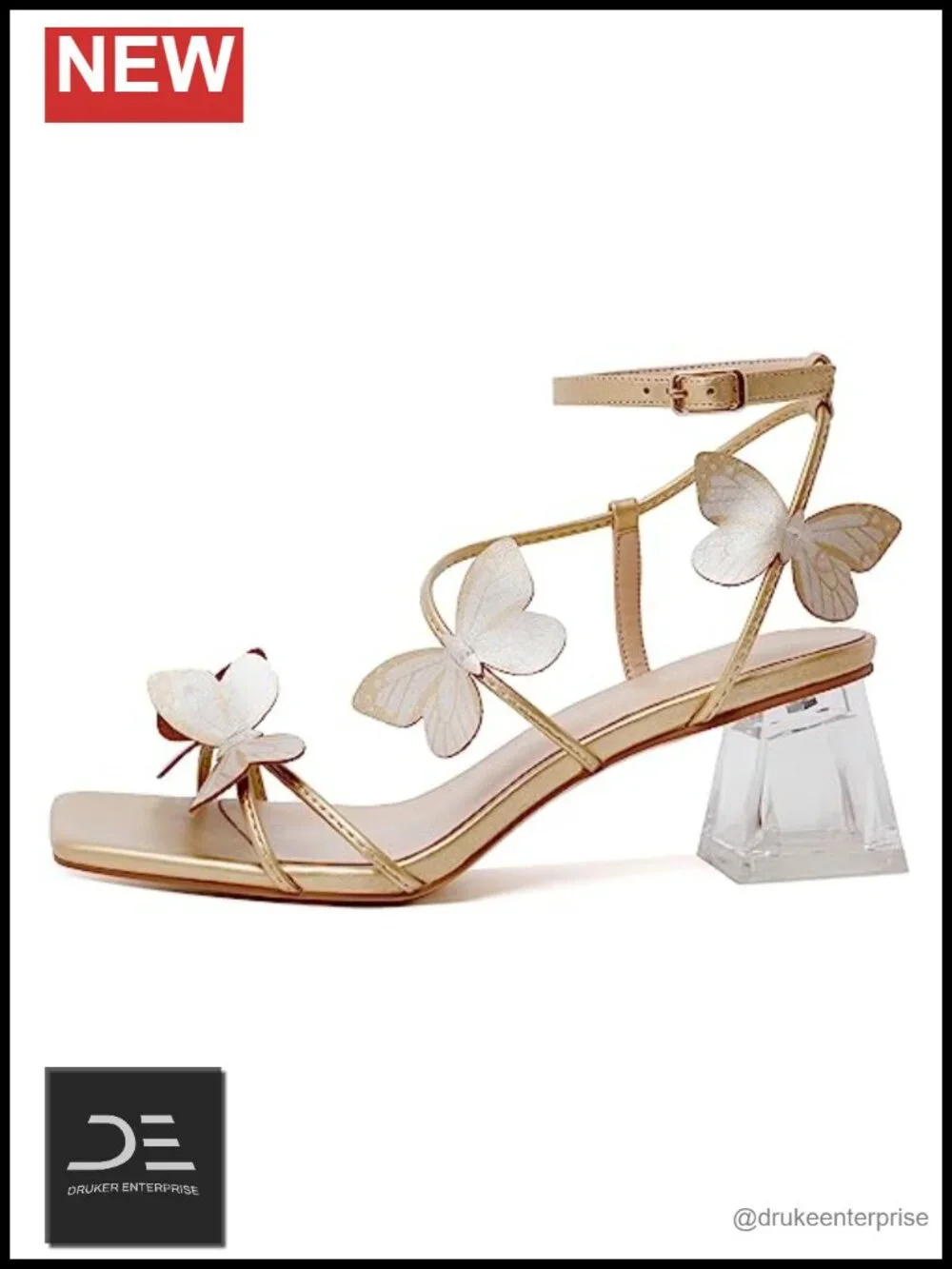 Women's Heeled Sandals Square Open Toe Ankle Strap Block Clear Heels Low Heel